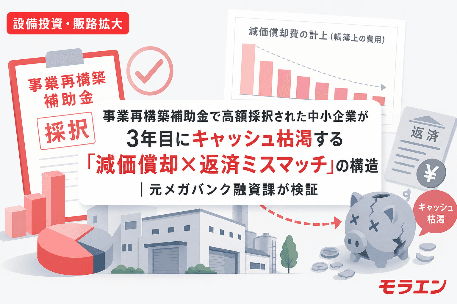 事業再構築補助金で高額採択された中小企業が3年目にキャッシュ枯渇する「減価償却×返済ミスマッチ」の構造|元メガバンク融資課が検証