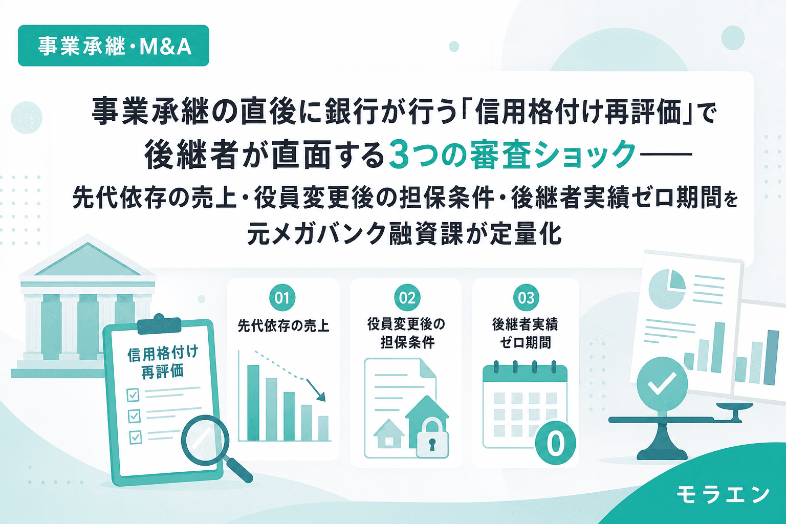 事業承継の直後に銀行が行う「信用格付け再評価」で後継者が直面する3つの審査ショック——先代依存の売上・役員変更後の担保条件・後継者実績ゼロ期間を元メガバンク融資課が定量化