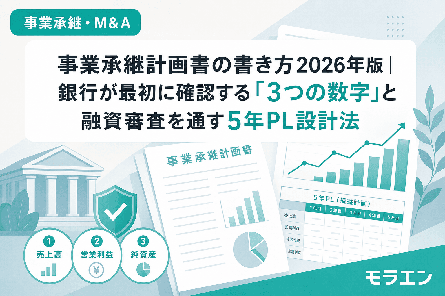 事業承継計画書の書き方2026年版|銀行が最初に確認する「3つの数字」と融資審査を通す5年PL設計法