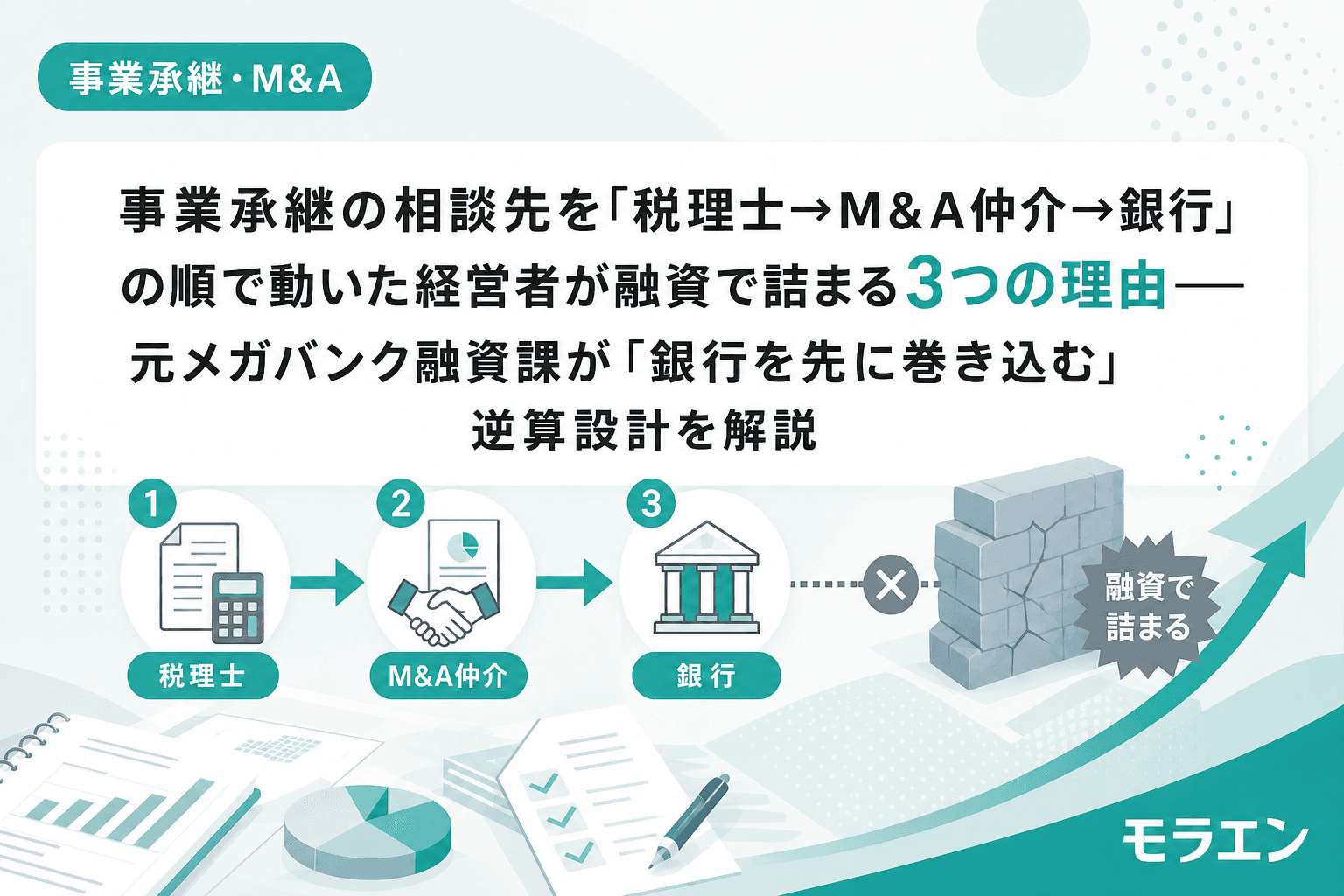 事業承継の相談先を「税理士→M&A仲介→銀行」の順で動いた経営者が融資で詰まる3つの理由——元メガバンク融資課が「銀行を先に巻き込む」逆算設計を解説