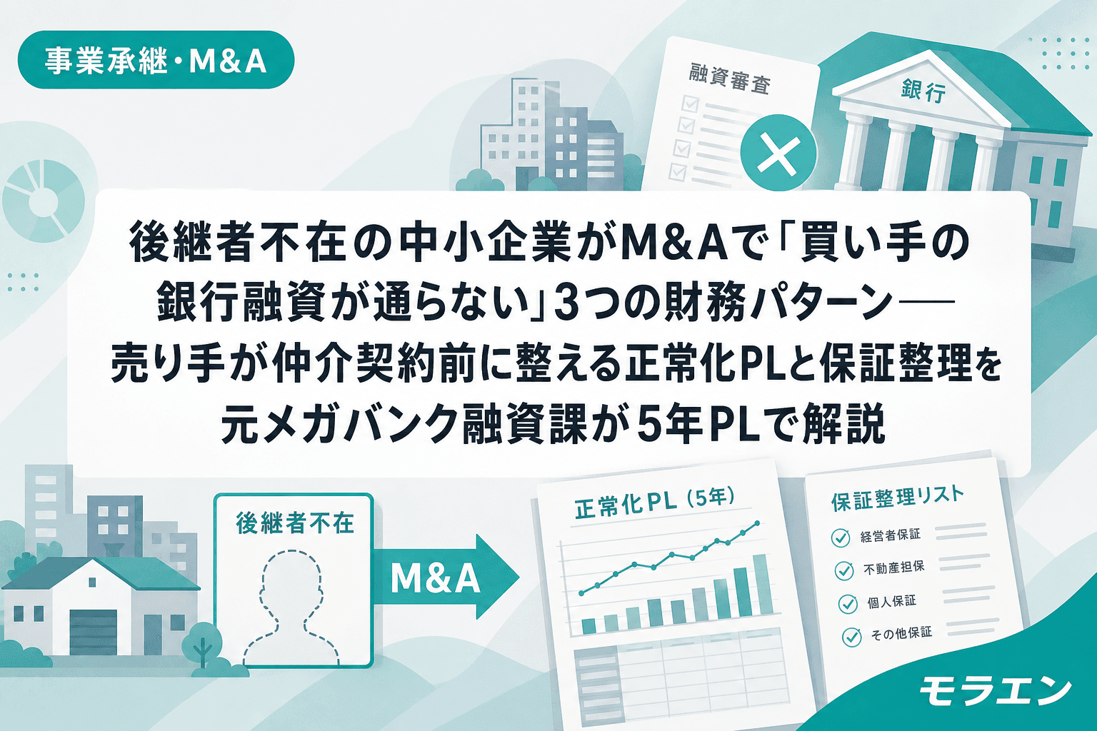 後継者不在の中小企業がM&Aで「買い手の銀行融資が通らない」3つの財務パターン——売り手が仲介契約前に整える正常化PLと保証整理を元メガバンク融資課が5年PLで解説
